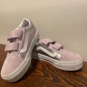 Vans Kids Lilac Velcro Skate Sneakers with White Stripe